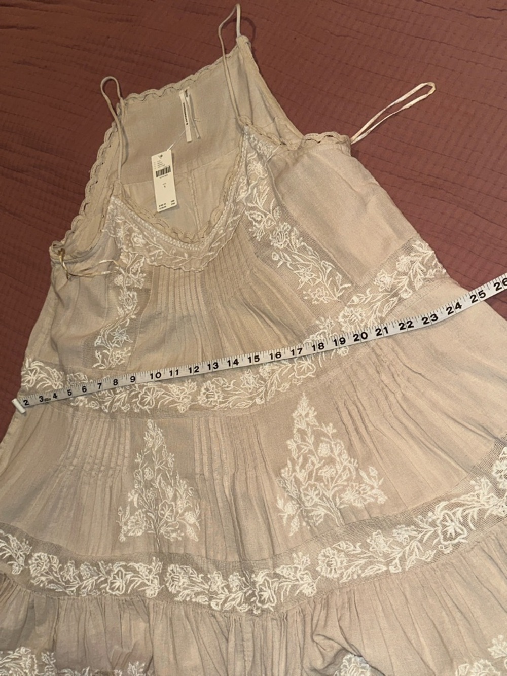 NWT By Anthropologie Embroidered Pintuck Mini Dress w/pockets 💕❤️sz Small - Picture 8 of 8